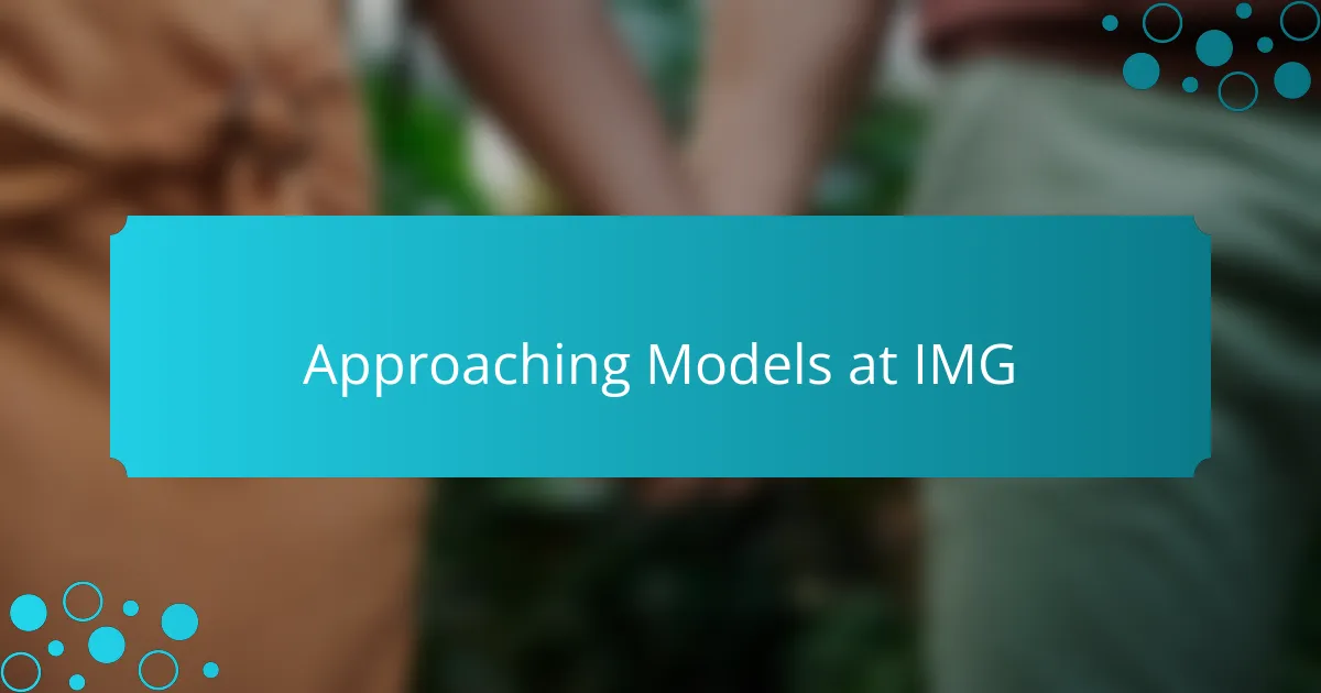 Approaching Models at IMG