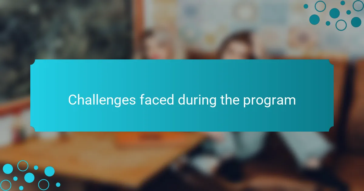 Challenges faced during the program