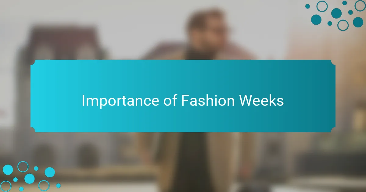 Importance of Fashion Weeks