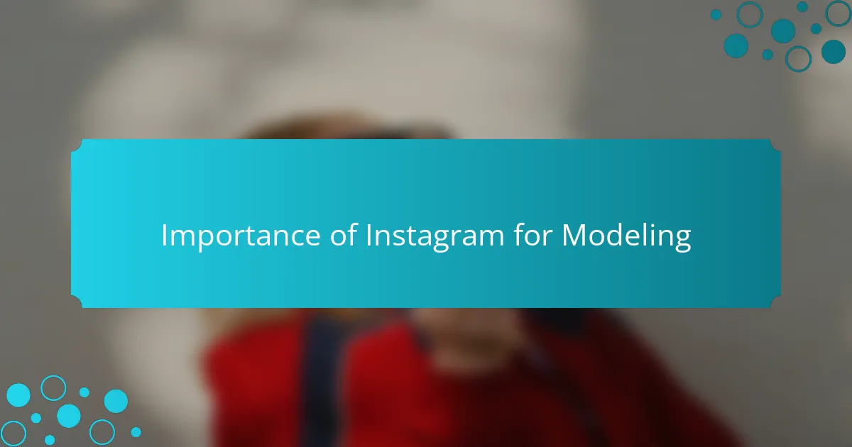 Importance of Instagram for Modeling