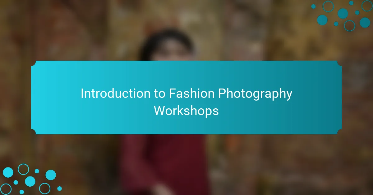 Introduction to Fashion Photography Workshops