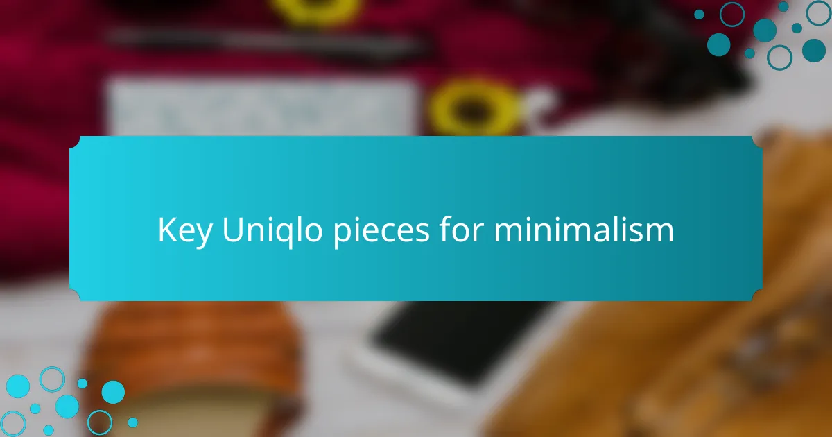 Key Uniqlo pieces for minimalism