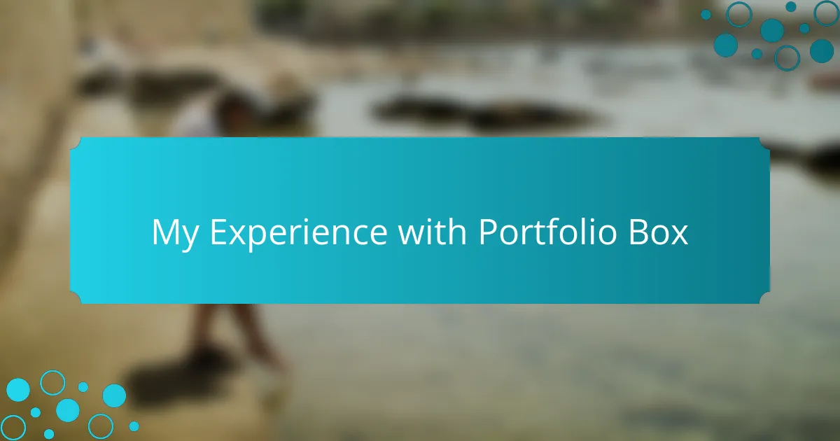 My Experience with Portfolio Box
