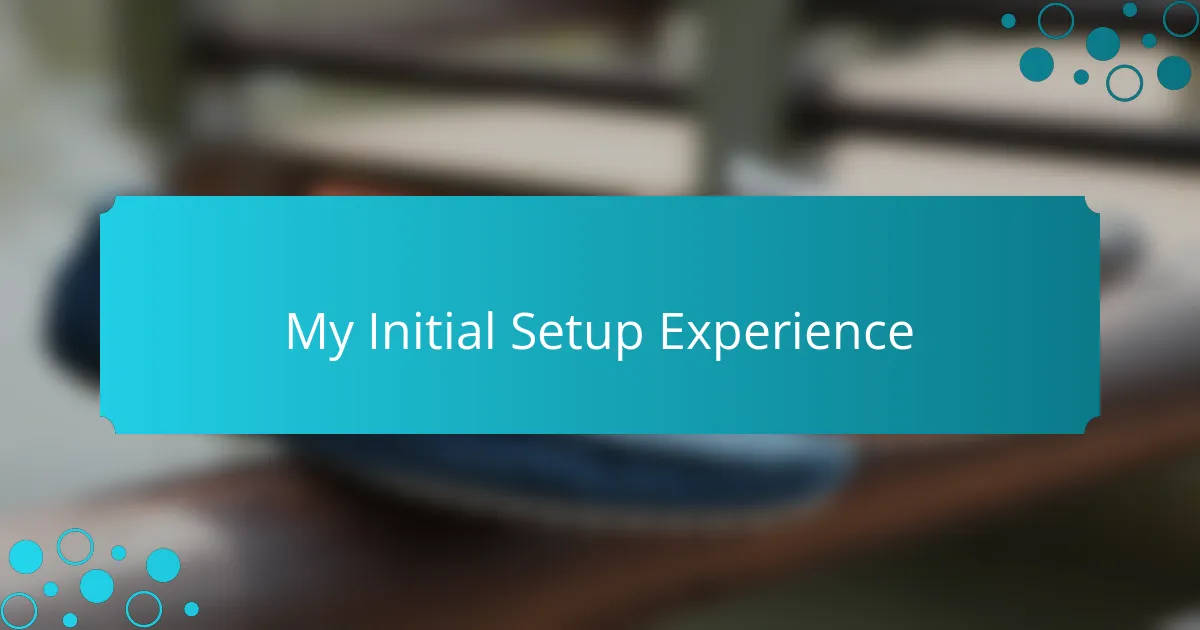 My Initial Setup Experience
