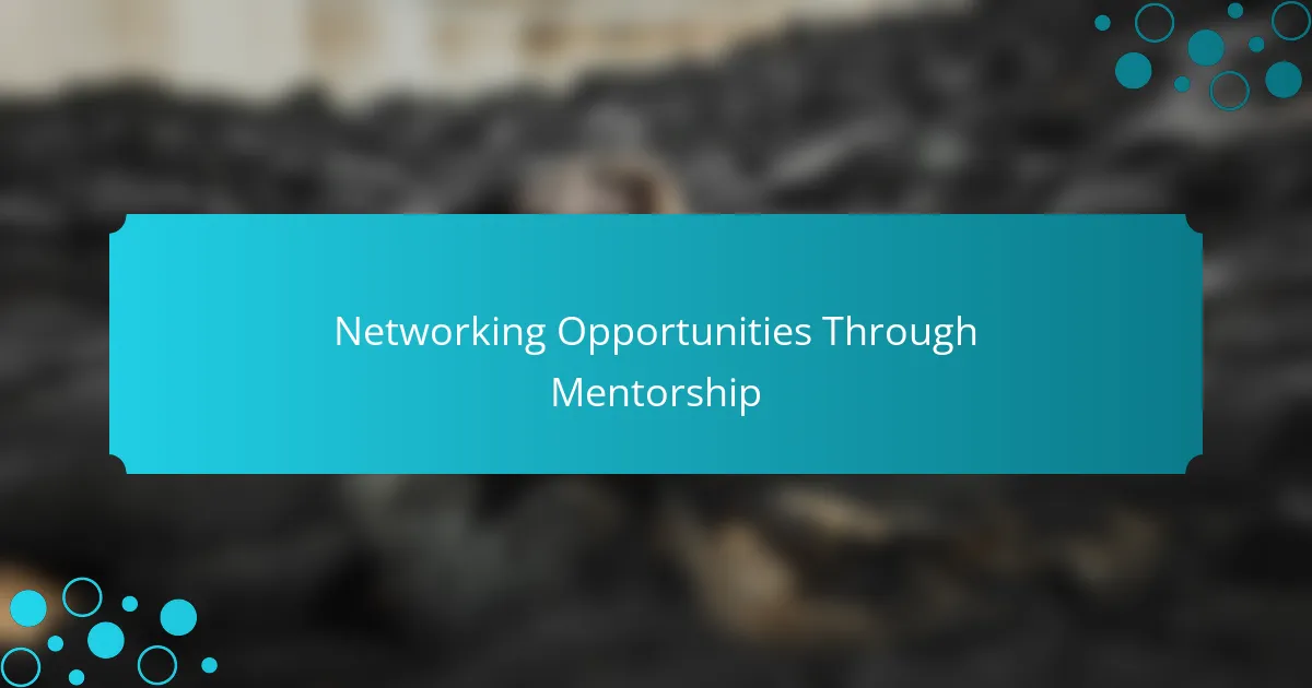 Networking Opportunities Through Mentorship