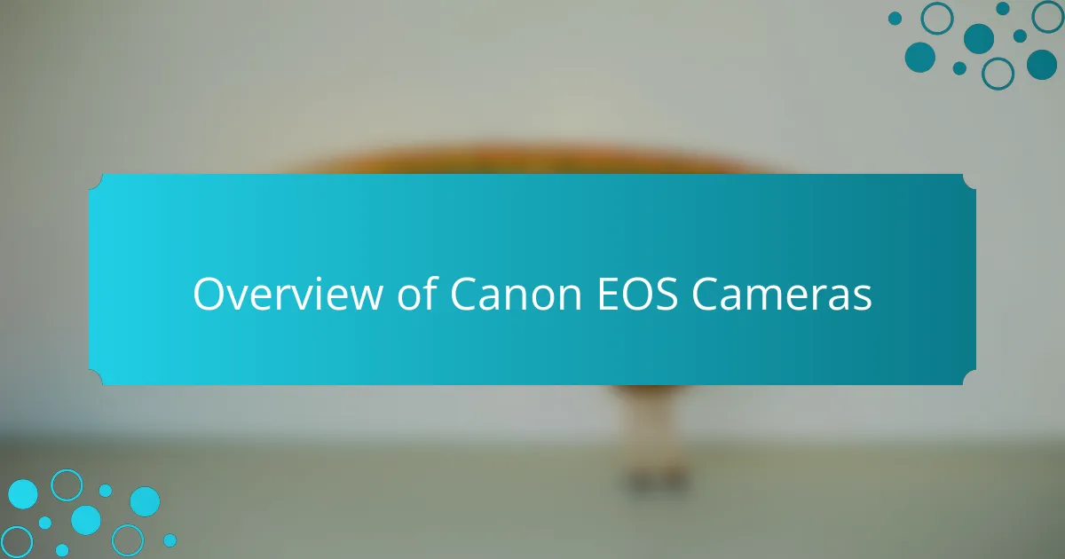 Overview of Canon EOS Cameras