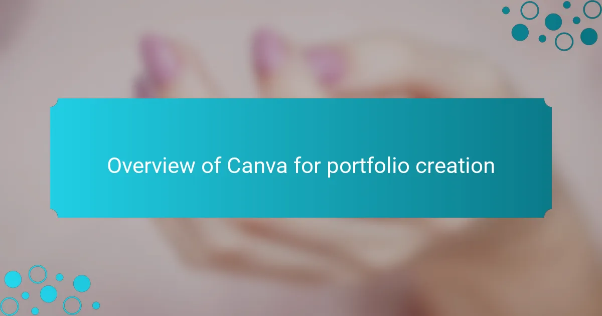 Overview of Canva for portfolio creation