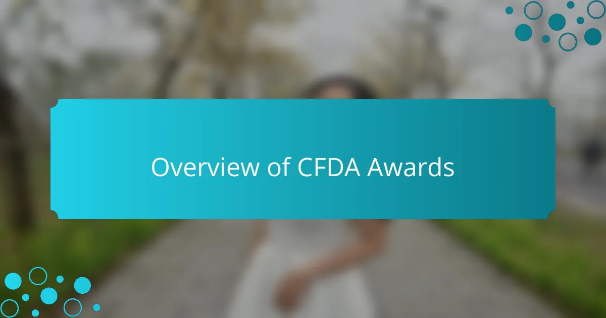 Overview of CFDA Awards
