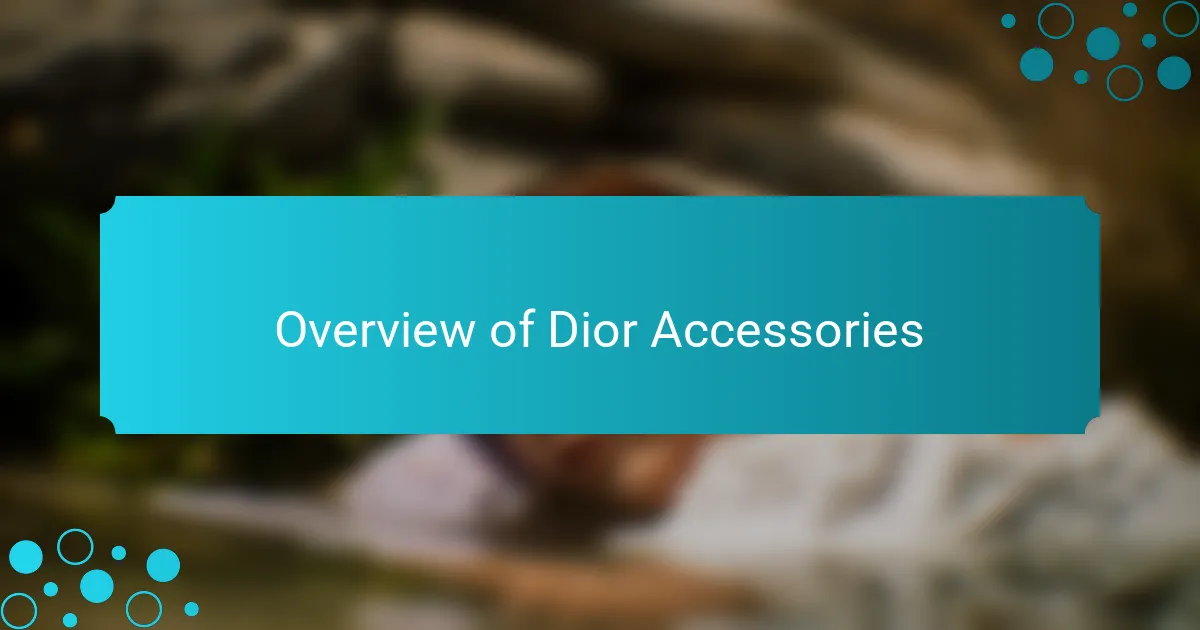 Overview of Dior Accessories