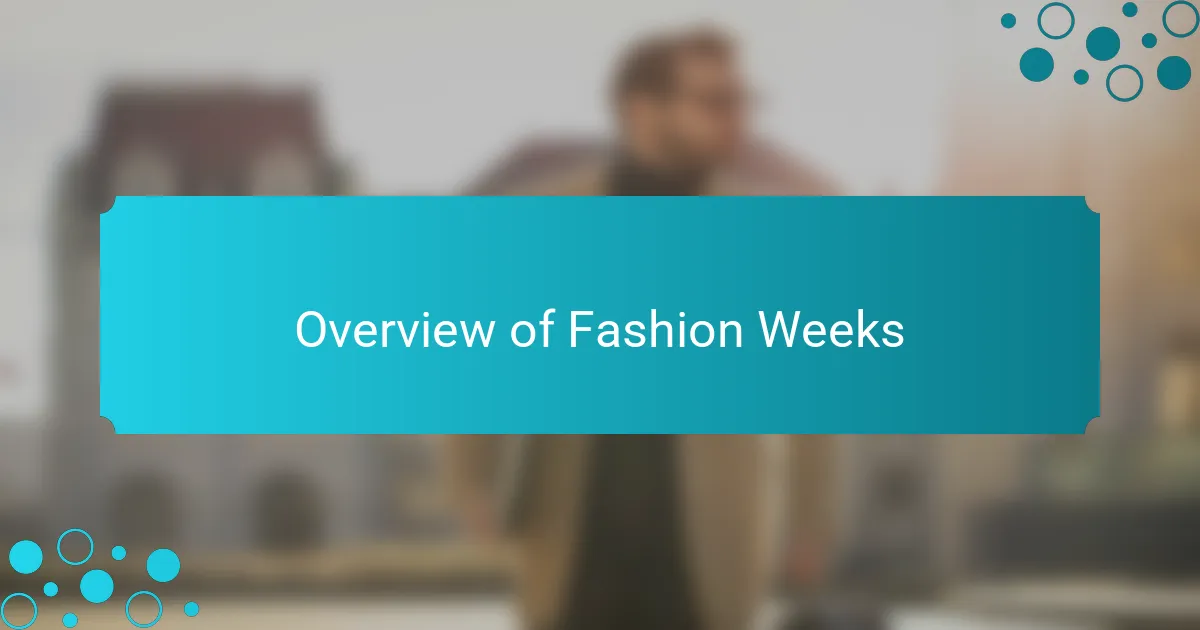 Overview of Fashion Weeks