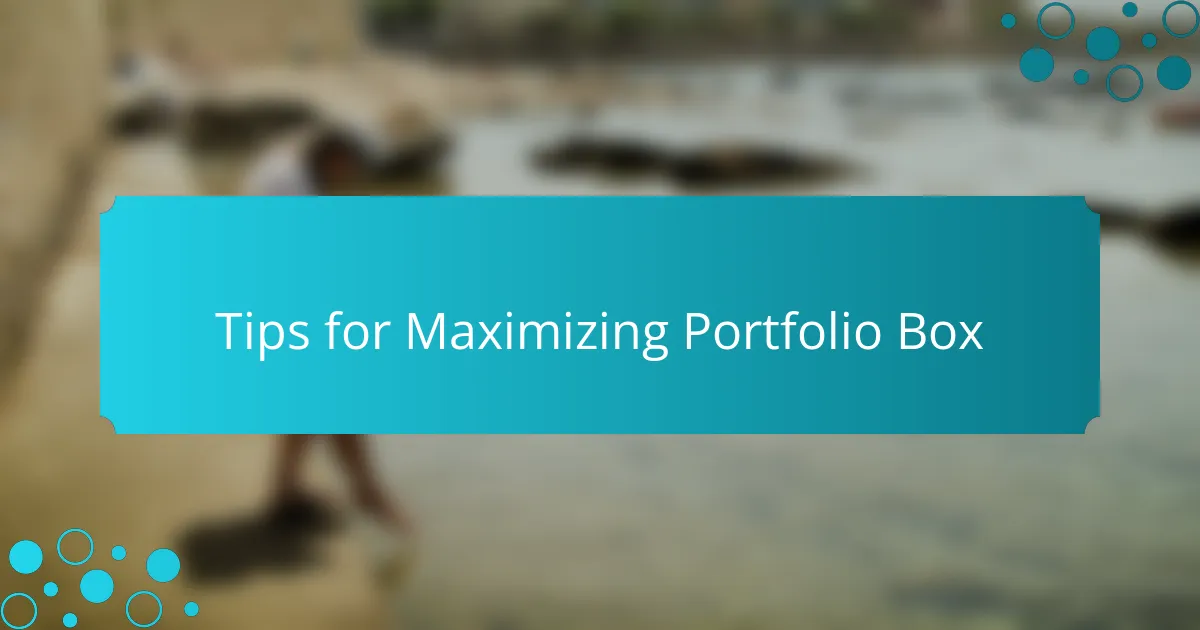 Tips for Maximizing Portfolio Box