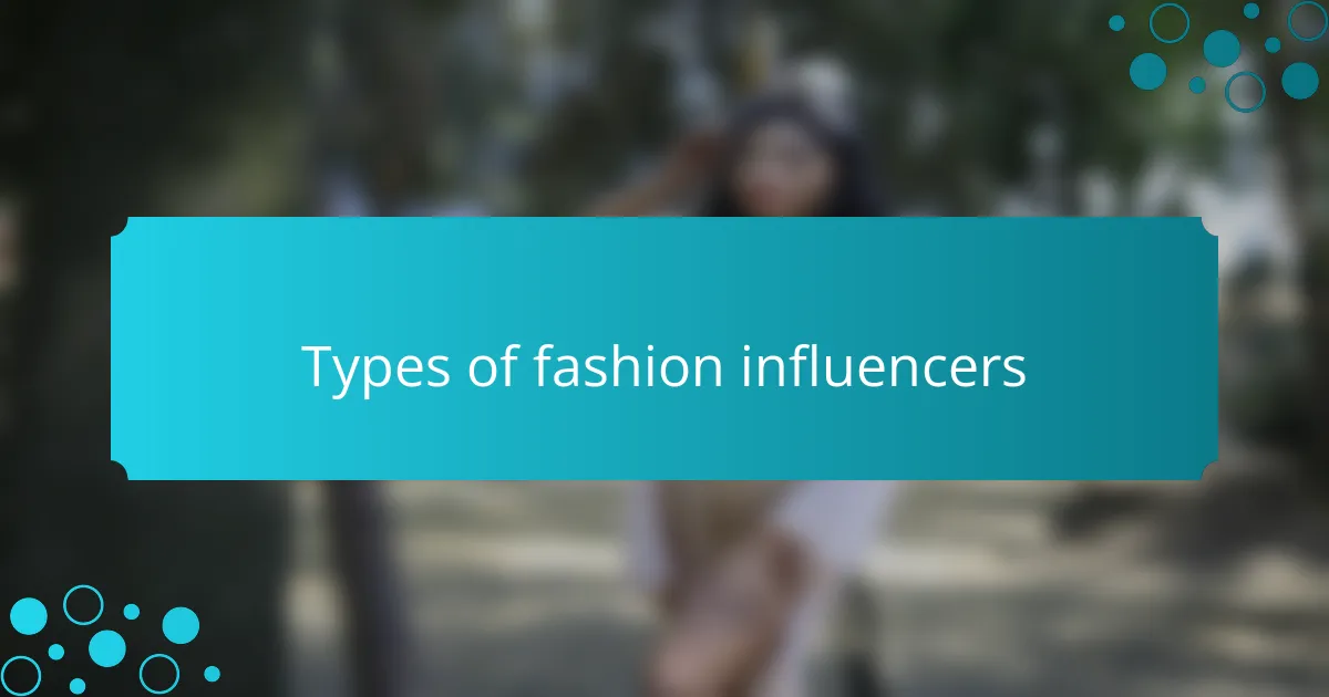 Types of fashion influencers