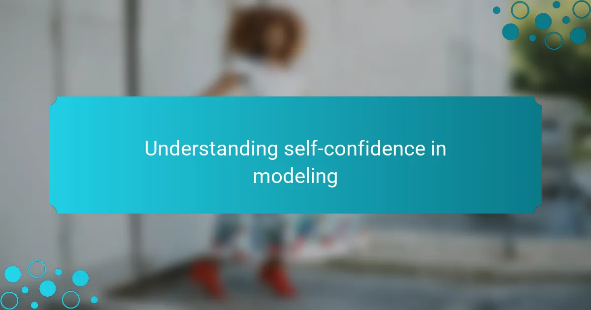 Understanding self-confidence in modeling
